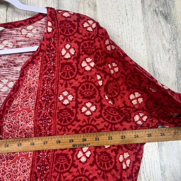 Lucky Brand Women's 2X Boho Floral Shirt Red Multi Lightweight Stretch‎ Top - Picture 9 of 11